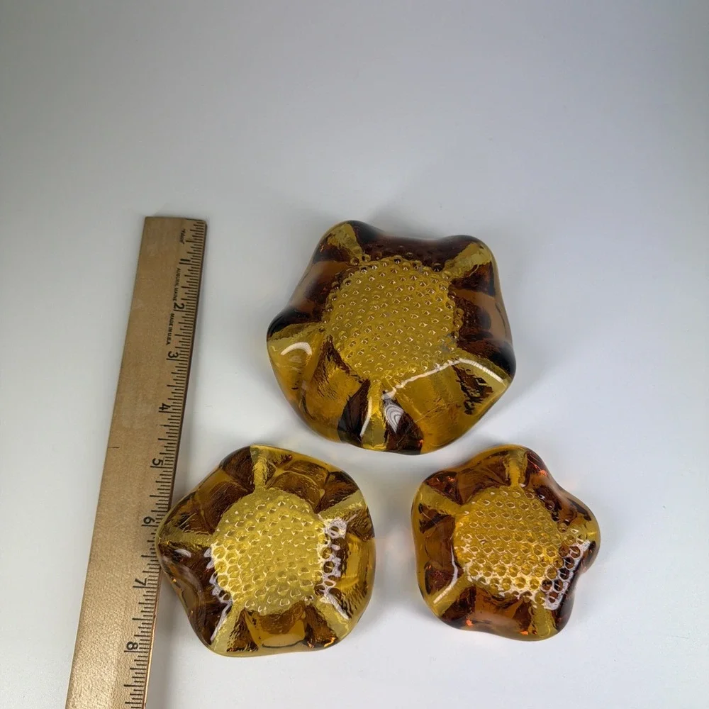 Murano Art Glass Vintage Nesting Stackable Bowls Amber